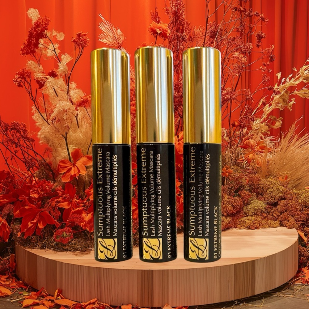 New Estee Lauder Sumptuous Extreme Black Volume Mascara Bundle of 3 Travel Size
